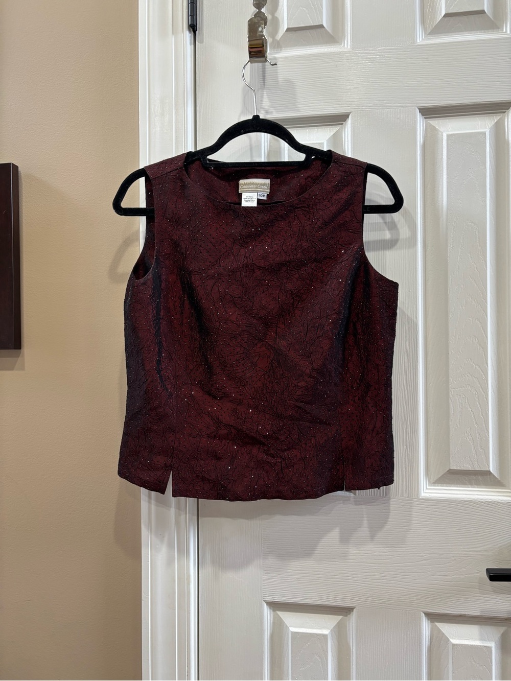 Coldwater Creek Beaded Sleeveless Blouse in Red & Black Size 10P